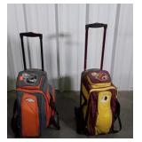 Two Sports Team Bowling Ball Bag Cart with Balls,