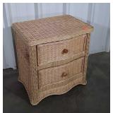 Wicker 2 Drawer Nightstand. Stain spot on left