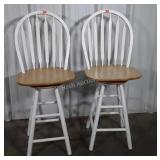 Pair of Home Counter Swivel Seat Stools, white