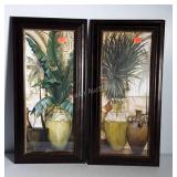 Pair of decor tropical prints, framed, 12x24