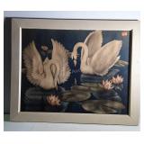 Vintage art deco Turner swan print, lovely smoky