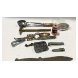 Trinkets - belt buckles, nail clippers, ribbon pin
