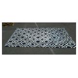 Blue and white geometric rug soft pile, needs