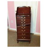 Jewelry Armoire. Mahogany Queen Anne multi drawer