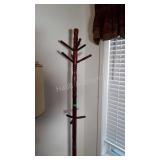 Coat Tree, wooden trifooted tree with 9 total