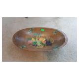 Early Wooden Bowl, 22" long decal interior of