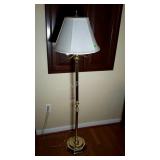 Brass three bulb, floor lamp with shade. 60"