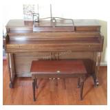 LESTER upright piano with storage bench and a few
