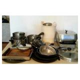 Kitchenwares. Pots, pans, electric fryer, ice