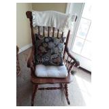 Lovely Oak Rocking Chair, armed high spindle back