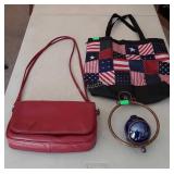 Ladies Red Handbag, Patriotic tote bag, and blue