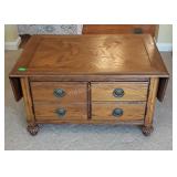 Oak Center Room Table having drop leaf end