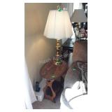 Brass Table Lamp with Stand. Oak finish magazine