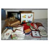 Kitchenwares. Trivets, dishtowels, risers, trays,