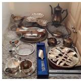 Silver Plated Service Wares, trivets, creamers