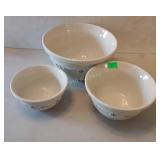 Longaberger pottery nesting mixing bowls, set of