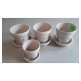 Longaberger pottery planter pots with saucers,