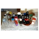 Group. Glassware, travel mugs, coffee mill,