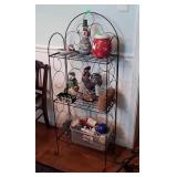 Christmas Decor group with Wire shelf, snowman
