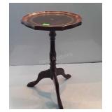 Candle Stand, trifooted leather top, 21" tall