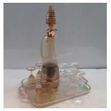 Decanter Lot, amber colored glass having