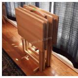Set of nice maple TV Trays with Stand