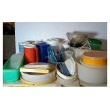 Plastic wares, pitchers, Tupperware carriers,