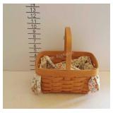Longaberger basket, with cloth liner, year 2002