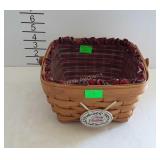Longaberger basket with plastic and cloth liner,