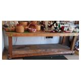 Wooden work shop table on caster wheels, you are