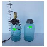 Two ball mason jars, one has been transformed