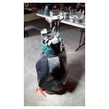 Golf bag with woods, irons and putters