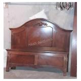 Bed, mahogany finish arched headboard with low