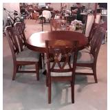 7pc Dining Table Set, mahogany Finish oval shaped
