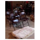 Four folding card table chairs, and heavy large