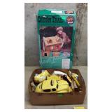 Oregon trail doll house and vintage taxi toys