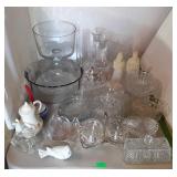 Glass group, butter dish, condiment caddy,