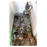 Silver plate group, coffee carafe, basket,
