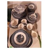 Currier & Ives dishes, 65 pieces, covered dish,