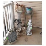 Gardening Decor Group. Plant stand, pots, cherub