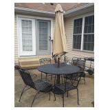 6pc Patio Table Set, wrought Iron mesh top 48"