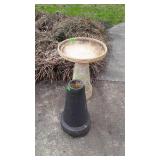 Concrete Bird Bath bowl has fracture, plus