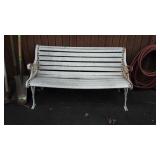 Park Bench, cast iron arm leg ends with slat