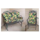 Two Wrought Iron Porch Pieces Glider Loveseat and