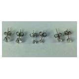 Three pair of 10k gold filled in CZ stud earrings