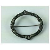 Sterling silver oval pen with stones