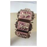 Pink cameo bracelet 6.75in rose gold over