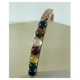 Multi gemstone cuff bracelet rose gold over