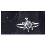 Size 8 Sterling silver turtle ring