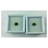 Two peridot Swarovski crystals 1.29ct and 1.26ct